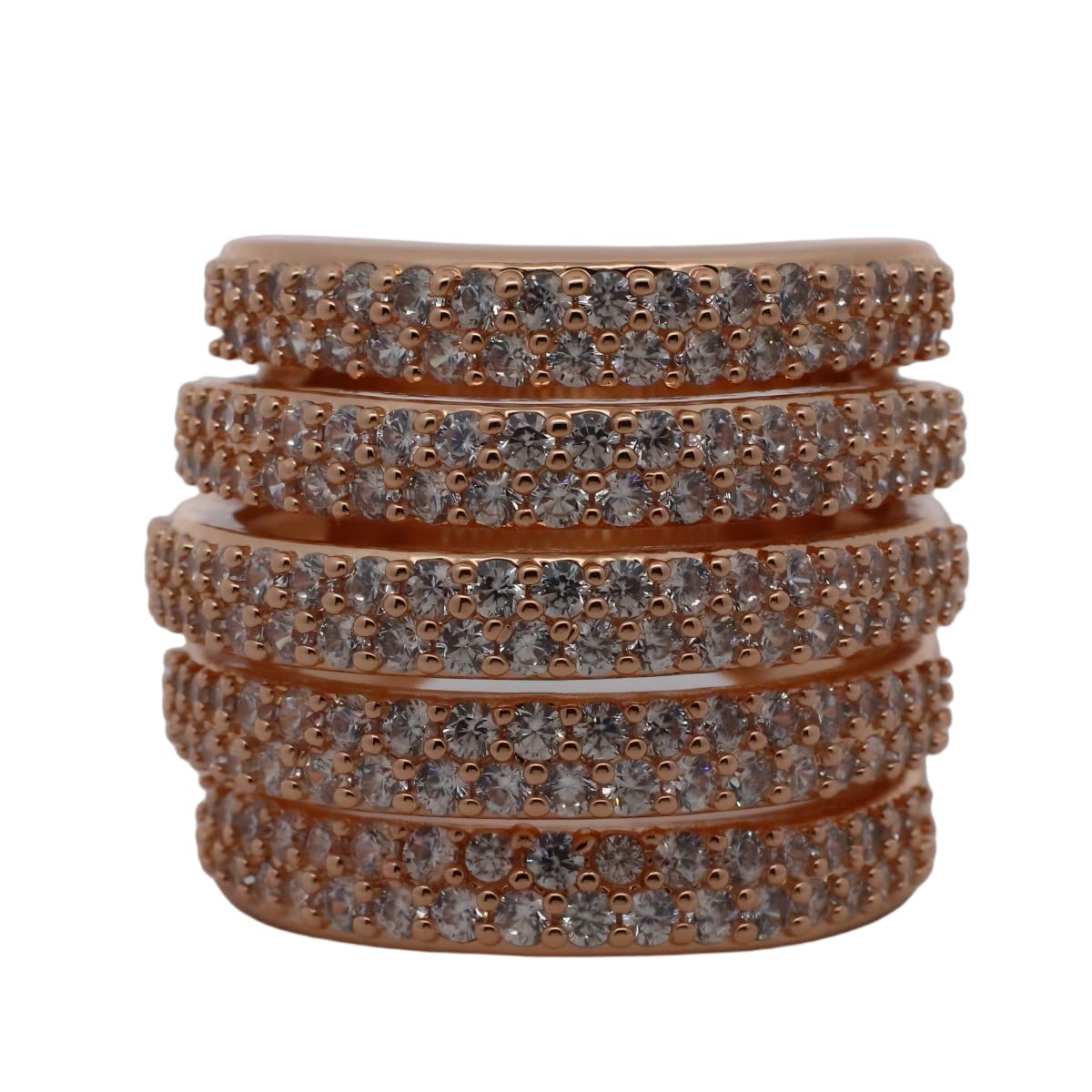 Warm Fortune Gold Plated Cubic Zirconia Band Ring, Hip Hop Street Style For Man or Women Fashion Jewelry