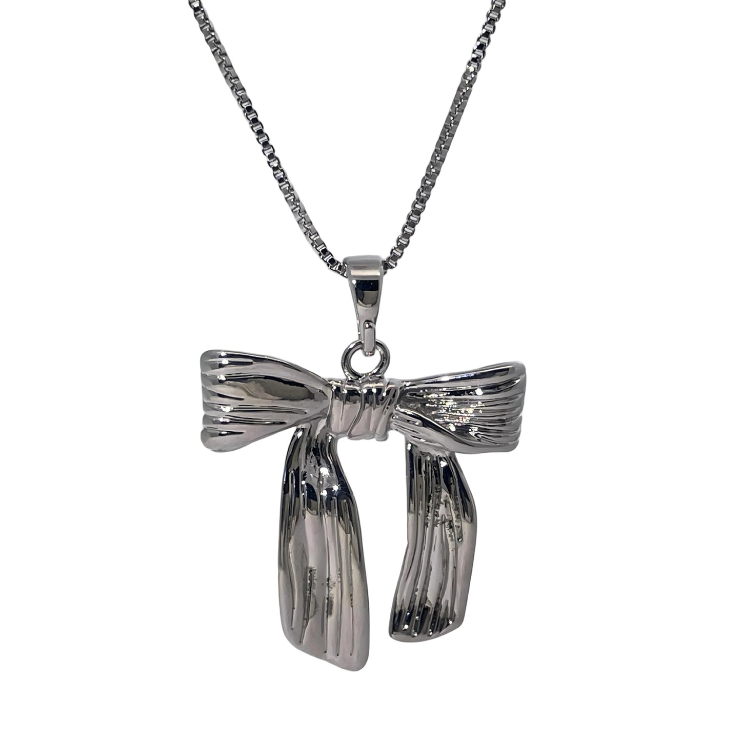 Warm Fortune Dainty Bow Pendant Necklace for Women,18K Gold Plated,18 inch + 2inch Chain