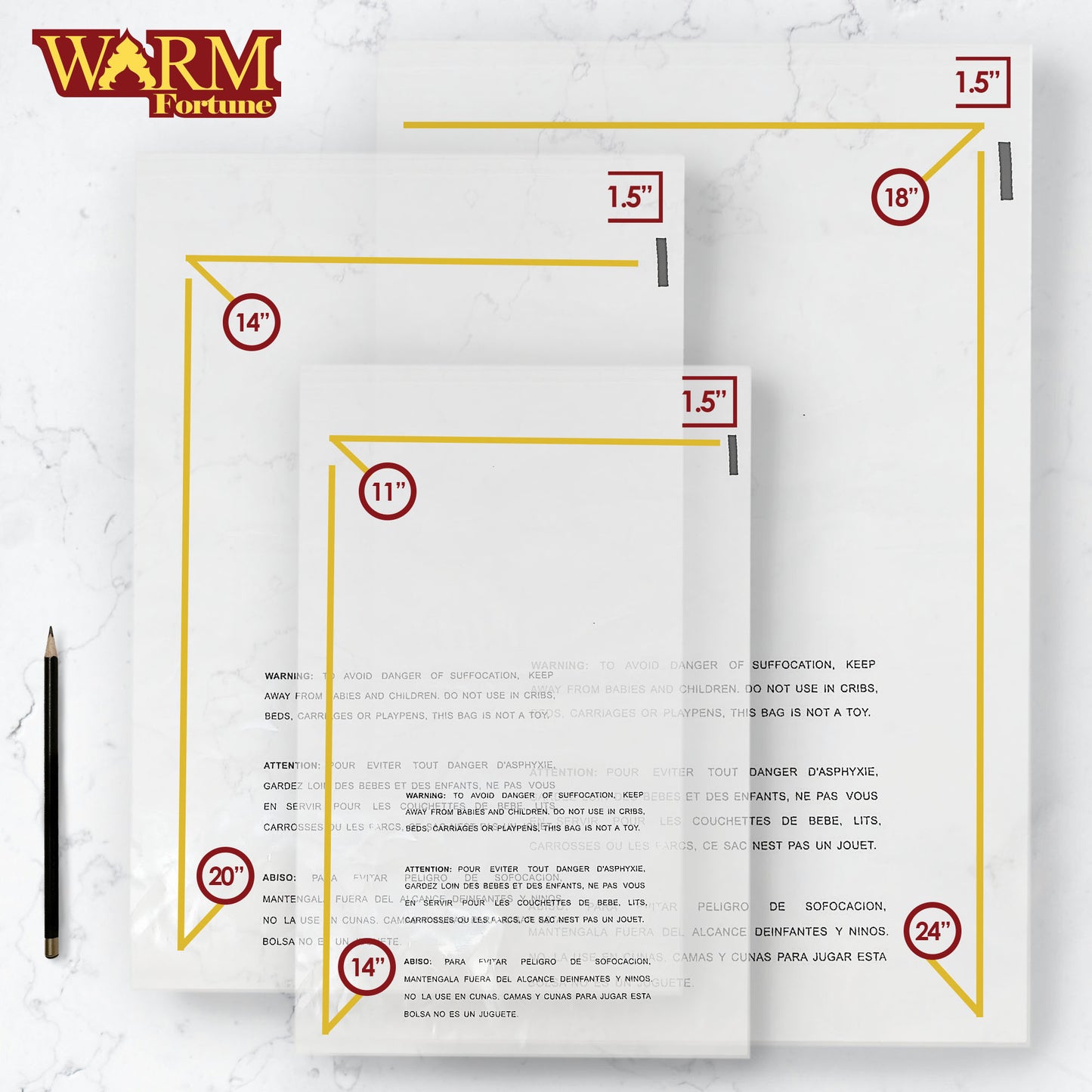 Clear Suffocation Warning Mailer Plastic Poly Bags