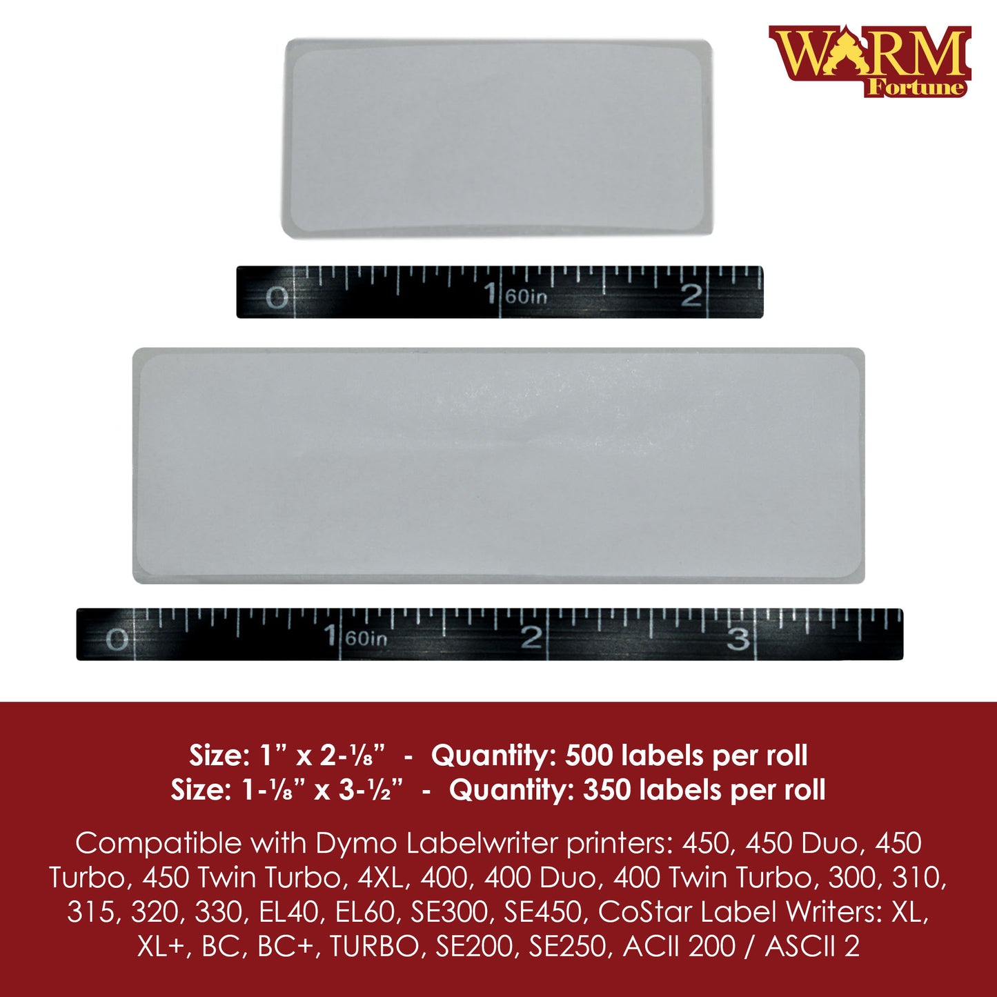 Address & Multipurpose Adhesive White Paper Labels (1”x2-⅛, 1-⅛”x3-½)