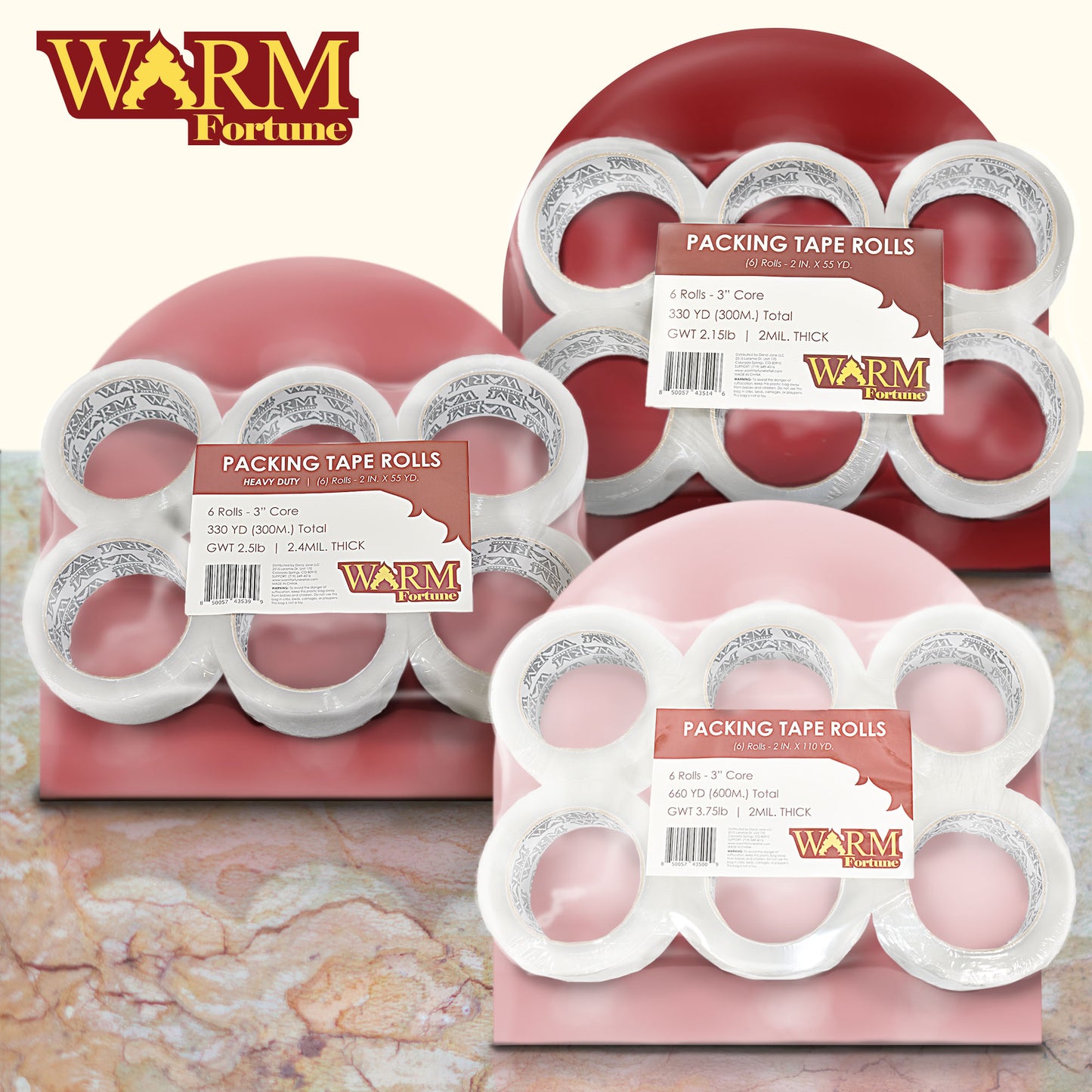 Carton Sealing Packing Tape, Set of 6