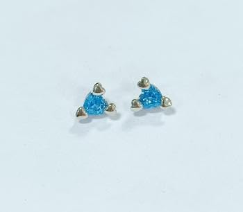 Warm Fortune 18K Gold Plated Blue Triangle Cubic Zirconia Stud Earrings for Women Hypoallergenic - Valentine's Day, Mother's Day, Birthday Gift for Her