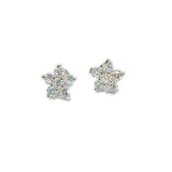 Warm Fortune 18K White Gold Plated Star Cubic Zirconia Stud Earrings for Women Hypoallergenic Sparkly CZ Star Earrings - Valentine's Day, Mother's Day, Birthday Gift for Her
