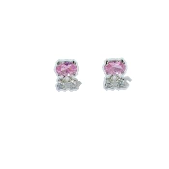 Warm Fortune 18K White Gold Plated Oval Cubic Zirconia Cluster Stud Earrings for Women Hypoallergenic Blue CZ Earrings - Valentine's Day, Mother's Day, Birthday Gift for Her