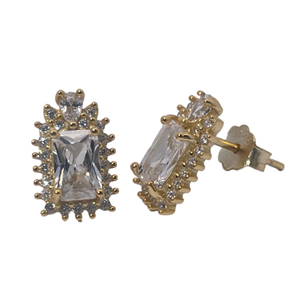 Warm Fortune Cubic Zirconia Stud Earrings for Women, 925 Sterling Silver with 18K Gold Plated Hypoallergenic