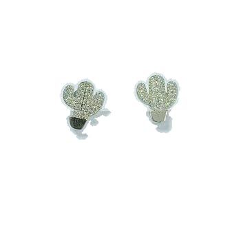 Warm Fortune 18K White Gold Plated Scallop Shell Cubic Zirconia Stud Earrings for Women Hypoallergenic Sparkly CZ Shell Earrings - Valentine's Day, Mother's Day, Birthday Gift for Her