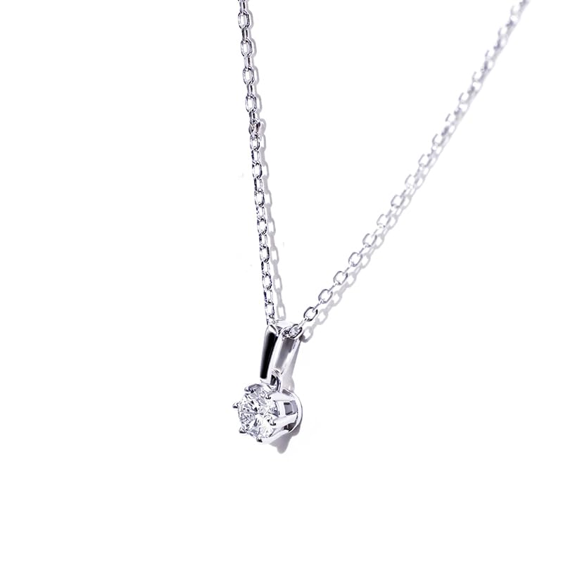 Warm Fortune Moissanite Pendant Necklace for Women, 0.5/1.0 ct DE VVS, 18K White Gold Plated Sterling Silver, 16 inch + 2inch Chain