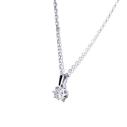 Warm Fortune Moissanite Pendant Necklace for Women, 0.5/1.0 ct DE VVS, 18K White Gold Plated Sterling Silver, 16 inch + 2inch Chain