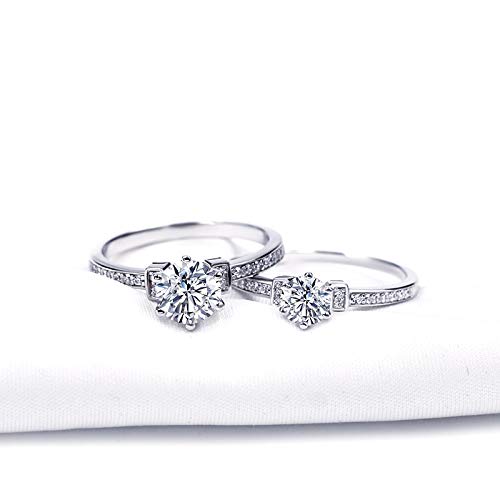 Warm Fortune Moissanite Flower Engagement Ring for Women, 0.5/1.0ct DE VVS Lab Created,925 Sterling Silver with 18K White Gold Plated Anniversary Ring, Gift for Her Promise Ring, Size 6.5