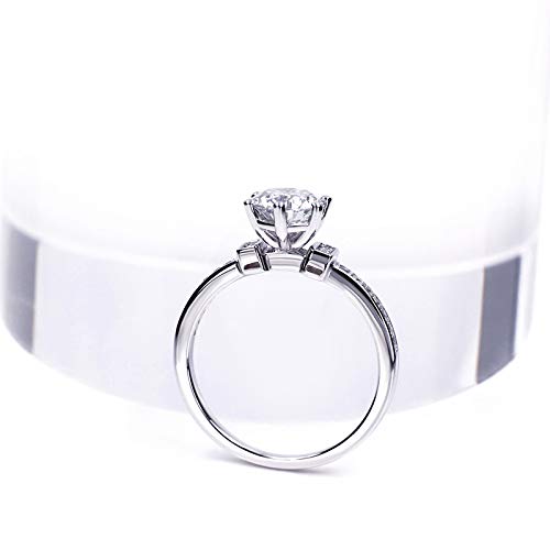 Warm Fortune Moissanite Flower Engagement Ring for Women, 0.5/1.0ct DE VVS Lab Created,925 Sterling Silver with 18K White Gold Plated Anniversary Ring, Gift for Her Promise Ring, Size 6.5