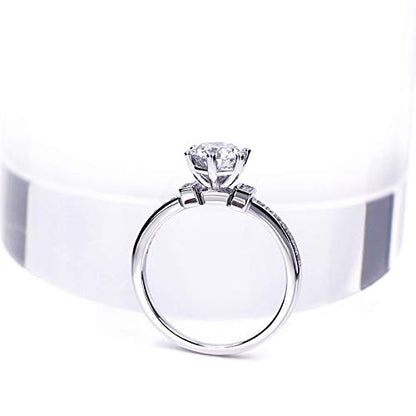 Warm Fortune Moissanite Flower Engagement Ring for Women, 0.5/1.0ct DE VVS Lab Created,925 Sterling Silver with 18K White Gold Plated Anniversary Ring, Gift for Her Promise Ring, Size 6.5