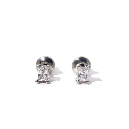 Warm Fortune 18K Gold Plated Rectangle Cubic Zirconia Stud Earrings for Women Hypoallergenic - Valentine's Day, Mother's Day, Birthday Gift for Her