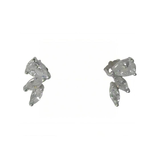 Warm Fortune Cubic Zirconia Stud Earrings for Women, 925 Sterling Silver with 18K White Gold Plated Hypoallergenic