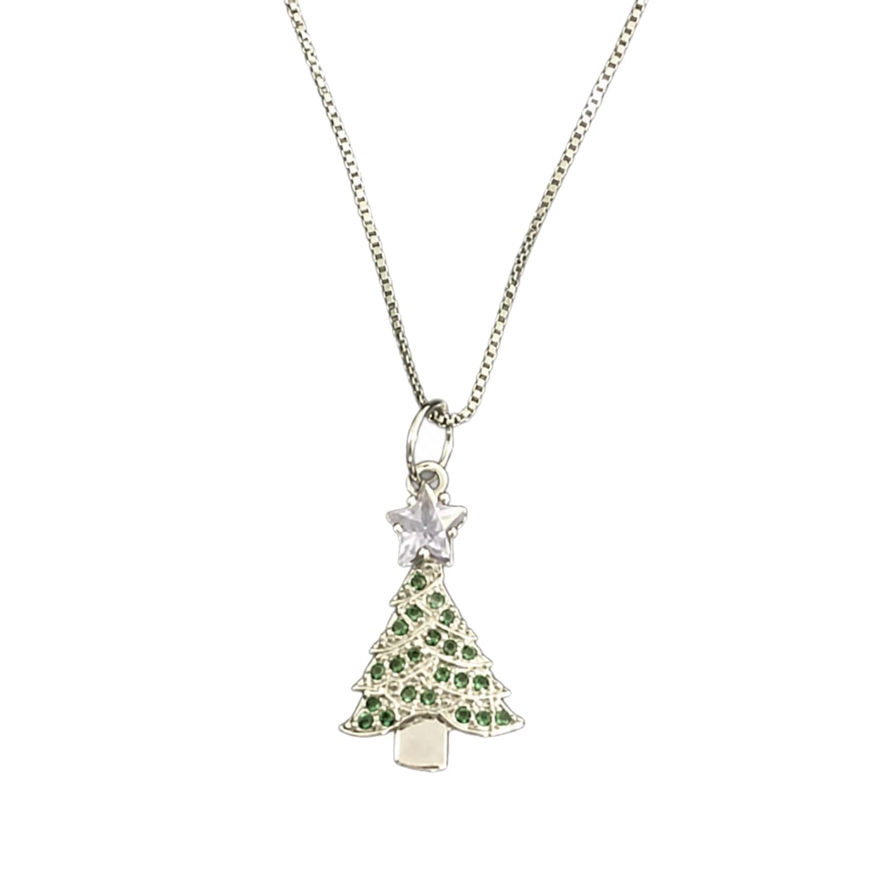 Warm Fortune Christmas Tree Pendant Necklace for Women: 18K Gold Plated, Adjustable Chain (18"+2") with Sparkling CZ | Adorably Cute, a Romantic Accent for Her