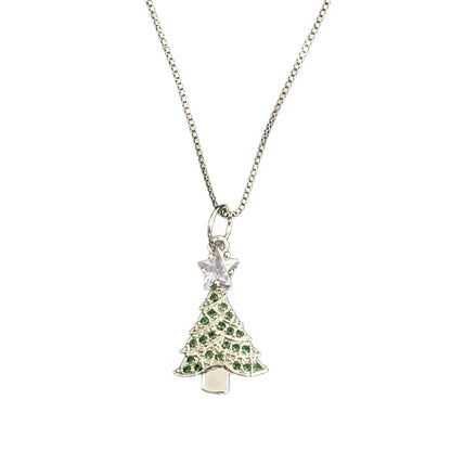 Warm Fortune Christmas Tree Pendant Necklace for Women: 18K Gold Plated, Adjustable Chain (18"+2") with Sparkling CZ | Adorably Cute, a Romantic Accent for Her