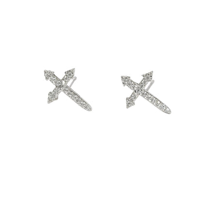 Warm Fortune 18K Gold Plated Cross Star Cubic Zirconia Stud Earrings for Women Hypoallergenic - Valentine's Day, Mother's Day, Birthday Gift for Her