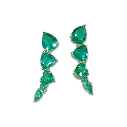 Warm Fortune 18K Gold Plated Green Teardrop Cubic Zirconia Drop Earrings for Women Hypoallergenic - Valentine's Day, Mother's Day, Birthday Gift for Her