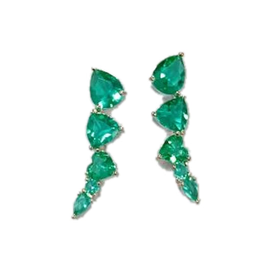 Warm Fortune 18K Gold Plated Green Teardrop Cubic Zirconia Drop Earrings for Women Hypoallergenic - Valentine's Day, Mother's Day, Birthday Gift for Her