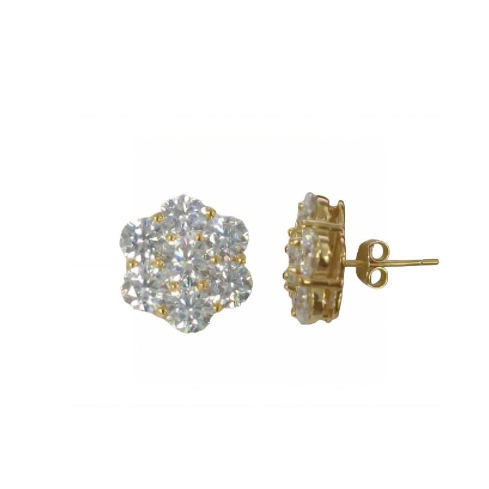 Warm Fortune Cubic Zirconia Stud Earrings for Women, 925 Sterling Silver with 18K Gold Plated Hypoallergenic