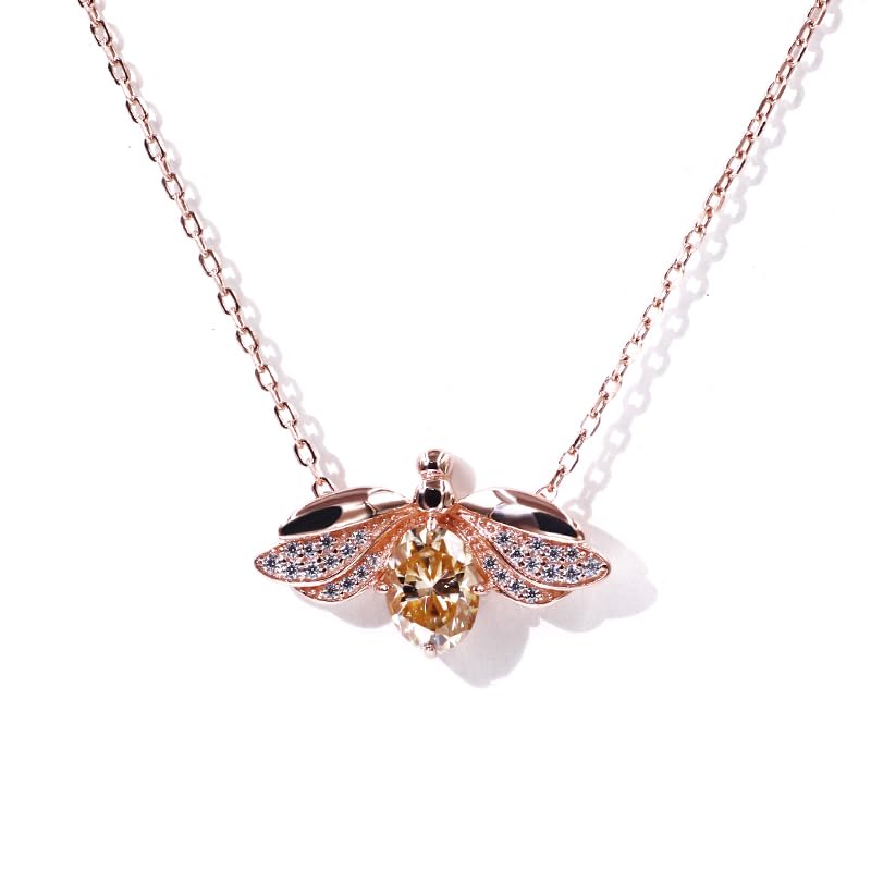 Warm Fortune Moissanite Pendant Necklace for Women, 0.5/1.0 ct DE VVS, 18K White Gold Plated Sterling Silver, 16 inch + 2inch Chain