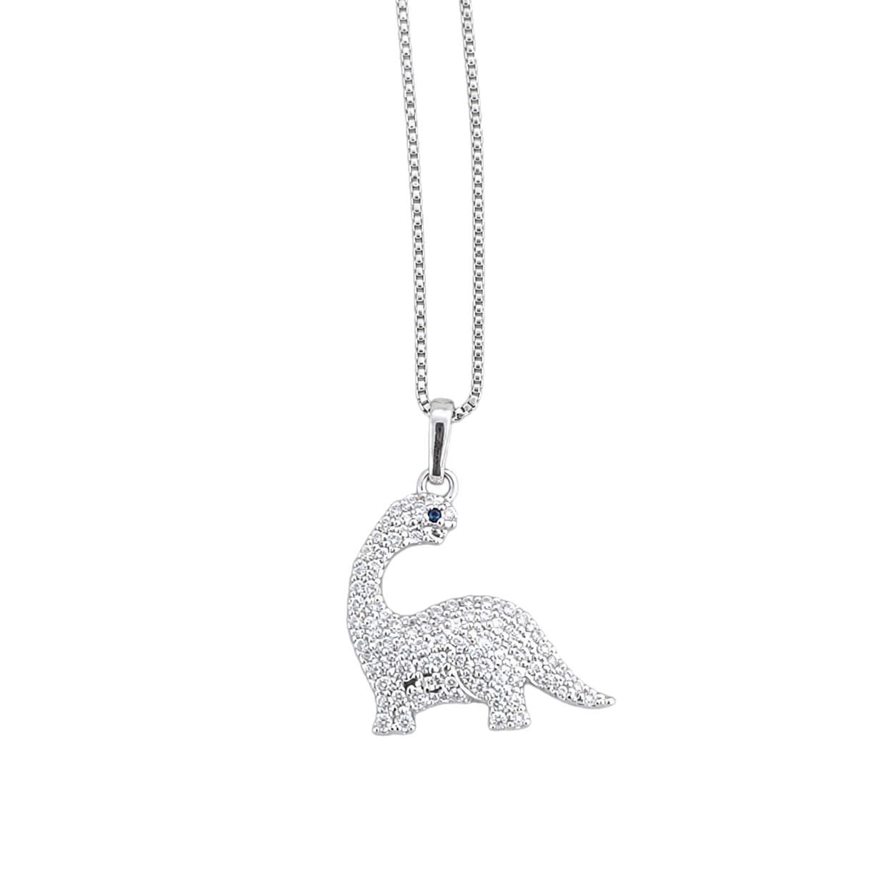 Warm Fortune Sparkling Dinosaur Pendant Necklace for Women: 18K Gold Plated, Adjustable Chain (18"+2") with Sparkling CZ | Adorably Cute, a Romantic Accent for Her