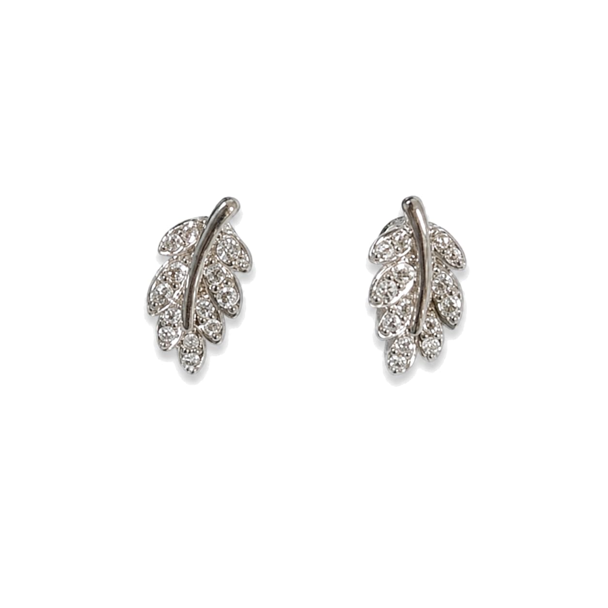 Warm Fortune 18K Gold Plated Leaf Cubic Zirconia Stud Earrings for Women Hypoallergenic - Valentine's Day, Mother's Day, Birthday Gift for Her