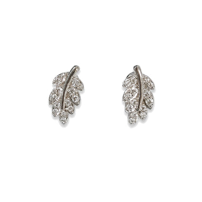 Warm Fortune 18K Gold Plated Leaf Cubic Zirconia Stud Earrings for Women Hypoallergenic - Valentine's Day, Mother's Day, Birthday Gift for Her