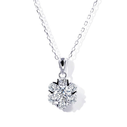 Warm Fortune Moissanite Pendant Necklace for Women, 0.5/1.0 ct DE VVS, 18K White Gold Plated Sterling Silver, 16 inch + 2inch Chain