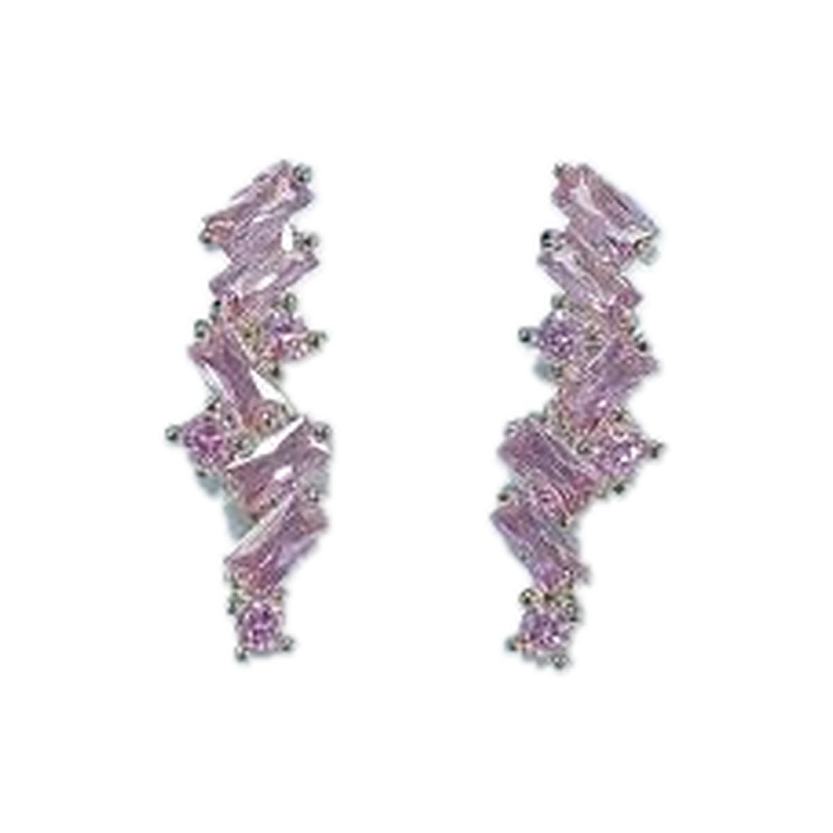 Warm Fortune 18K Gold Plated Baguette Zigzag Cubic Zirconia Drop Earrings for Women Hypoallergenic - Valentine's Day, Mother's Day, Birthday Gift for Her