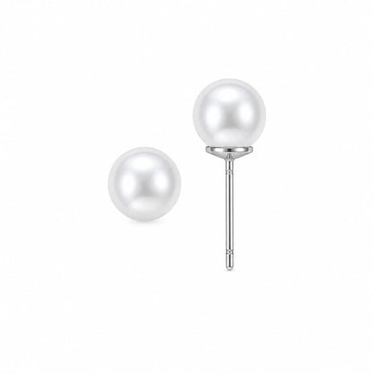 Warm Fortune 18K White Gold Plated Simulated Pearl Stud Earrings