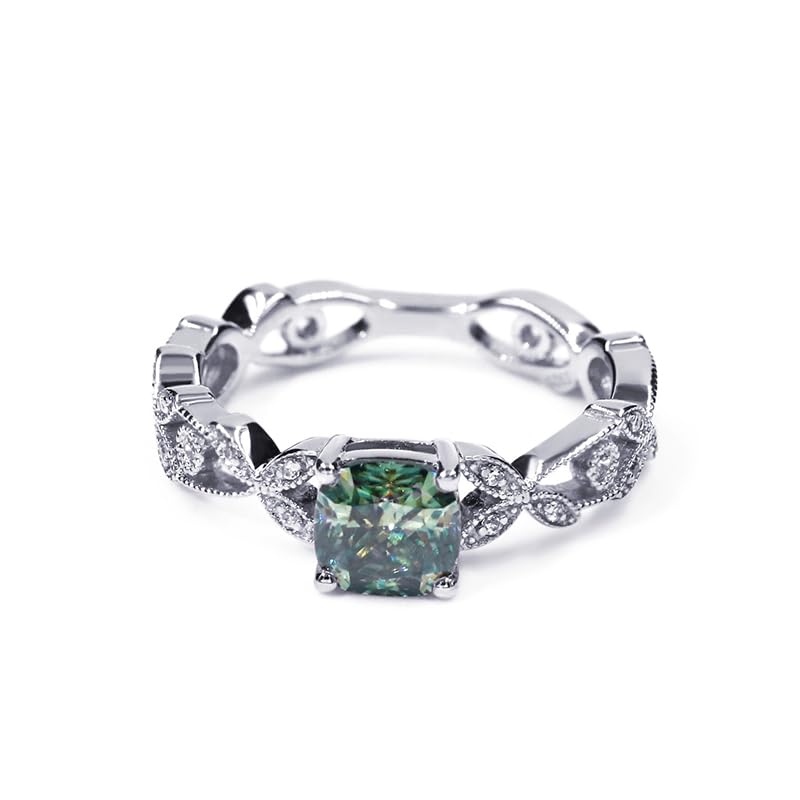 Warm Fortune Moissanite Engagement Ring for Women, Petite Twisted Vine Elegance, 0.5/1.0ct DE VVS, 18K White Gold Plated Anniversary & Promise Ring, Gift for Her, Size 6.5