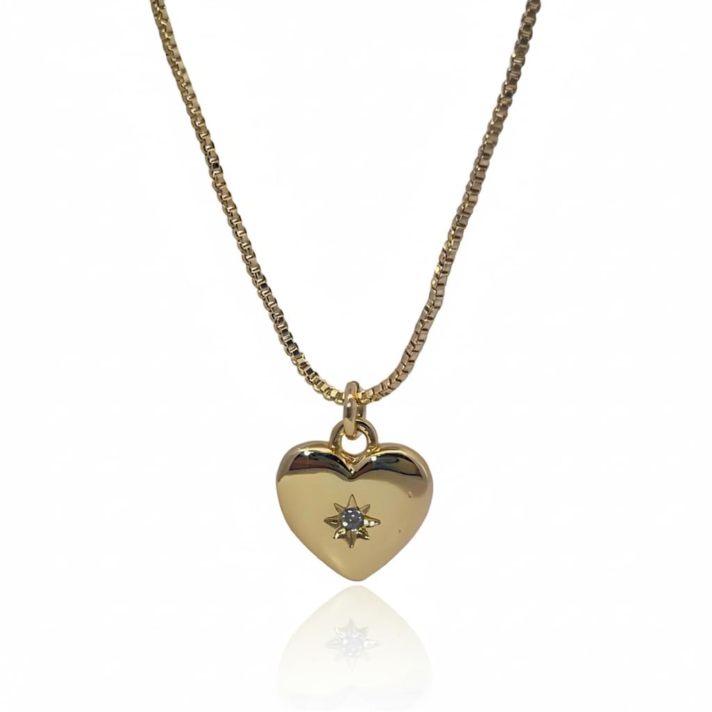 Warm Fortune Cubic Zirconia Pendant Necklace for Women,18K Gold Plated,16 inch + 2inch Chain