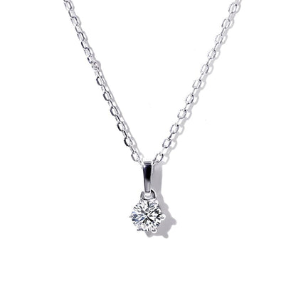 Warm Fortune Moissanite Pendant Necklace for Women, 0.5/1.0 ct DE VVS, 18K White Gold Plated Sterling Silver, 16 inch + 2inch Chain