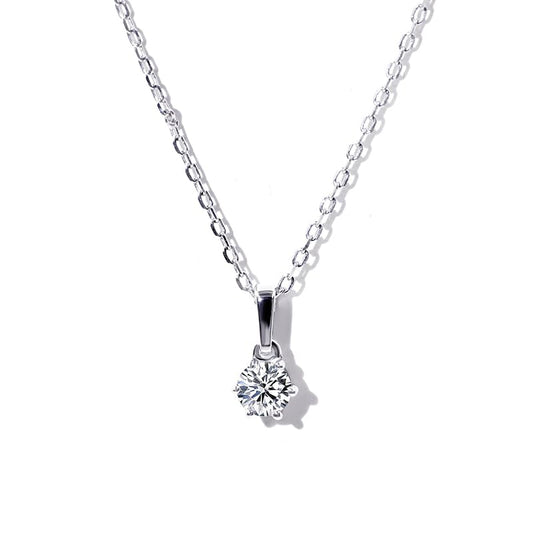 Warm Fortune Moissanite Pendant Necklace for Women, 0.5/1.0 ct DE VVS, 18K White Gold Plated Sterling Silver, 16 inch + 2inch Chain