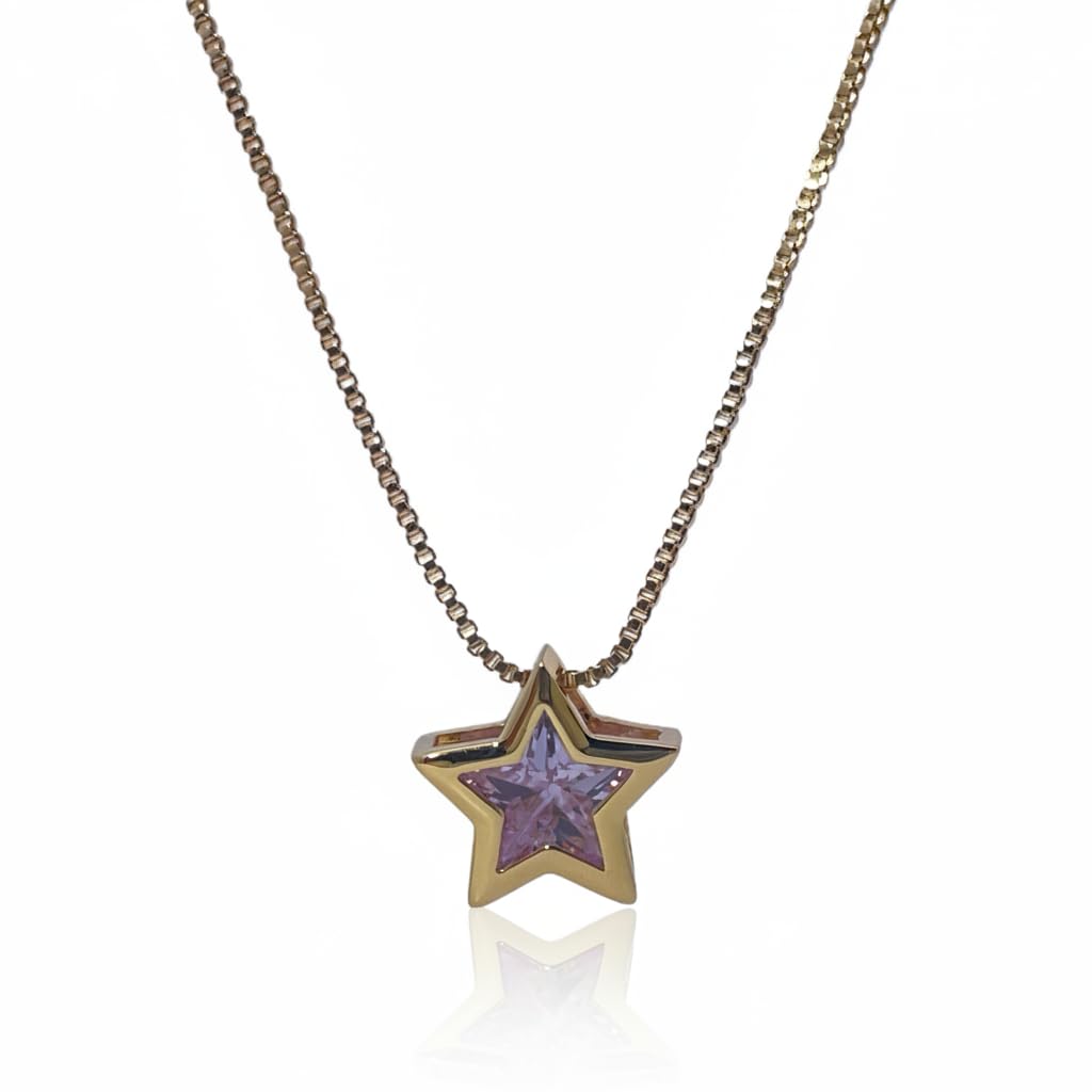 Warm Fortune Cubic Zirconia Pendant Necklace for Women,18K Gold Plated,16 inch + 2inch Chain