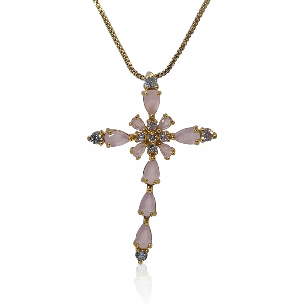 Warm Fortune Cubic Zirconia Pendant Necklace for Women,18K Gold Plated,18 inch + 2inch Chain