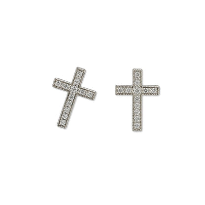 Warm Fortune 18K Gold Plated Cross Cubic Zirconia Stud Earrings for Women Hypoallergenic - Valentine's Day, Mother's Day, Birthday Gift for Her