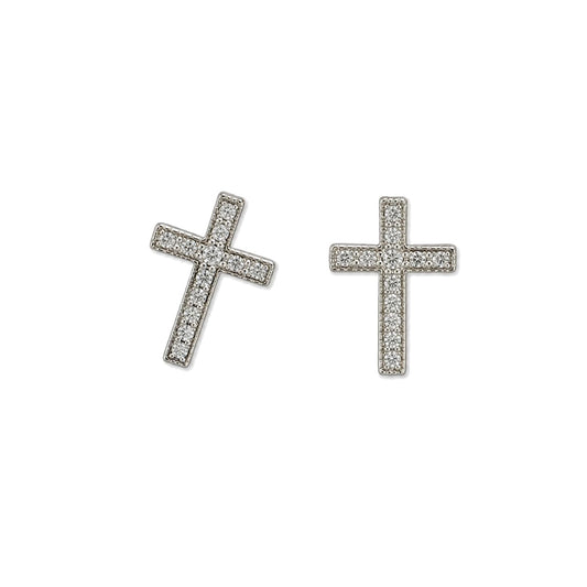 Warm Fortune 18K Gold Plated Cross Cubic Zirconia Stud Earrings for Women Hypoallergenic - Valentine's Day, Mother's Day, Birthday Gift for Her