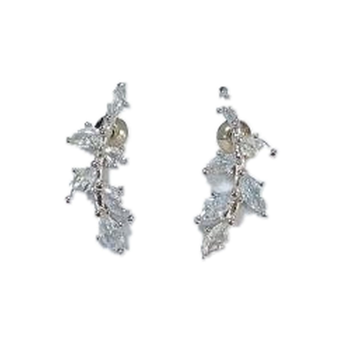 Warm Fortune 18K Gold Plated Leaf Cluster Cubic Zirconia Drop Earrings for Women Hypoallergenic - Valentine's Day, Mother's Day, Birthday Gift for Her