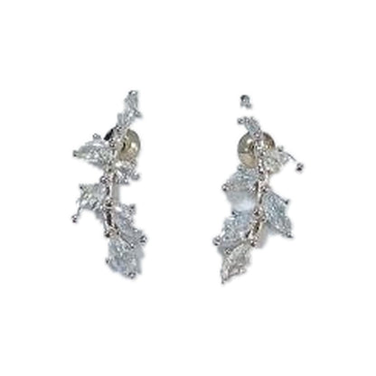 Warm Fortune 18K Gold Plated Leaf Cluster Cubic Zirconia Drop Earrings for Women Hypoallergenic - Valentine's Day, Mother's Day, Birthday Gift for Her