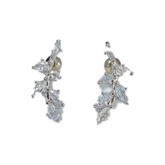 Warm Fortune 18K Gold Plated Leaf Cluster Cubic Zirconia Drop Earrings for Women Hypoallergenic - Valentine's Day, Mother's Day, Birthday Gift for Her