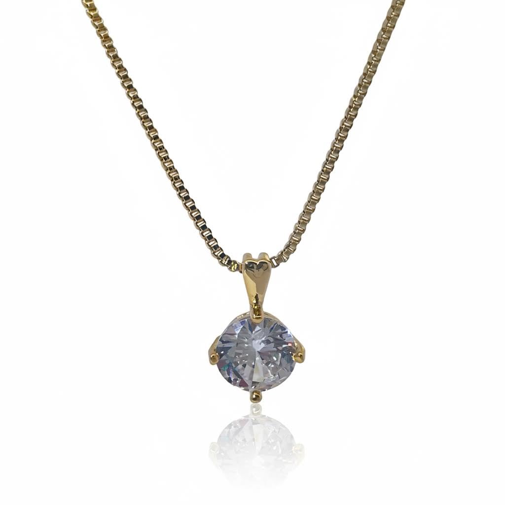 Warm Fortune Cubic Zirconia Pendant Necklace for Women,18K Gold Plated,16 inch + 2inch Chain