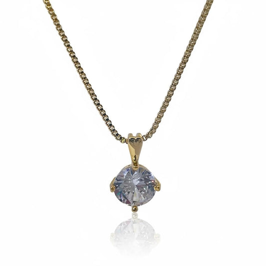 Warm Fortune Cubic Zirconia Pendant Necklace for Women,18K Gold Plated,16 inch + 2inch Chain