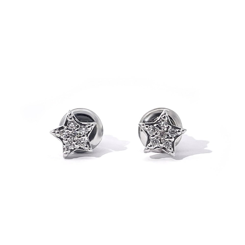 Warm Fortune 18K Gold Plated Star Cubic Zirconia Stud Earrings for Women Hypoallergenic - Valentine's Day, Mother's Day, Birthday Gift for Her