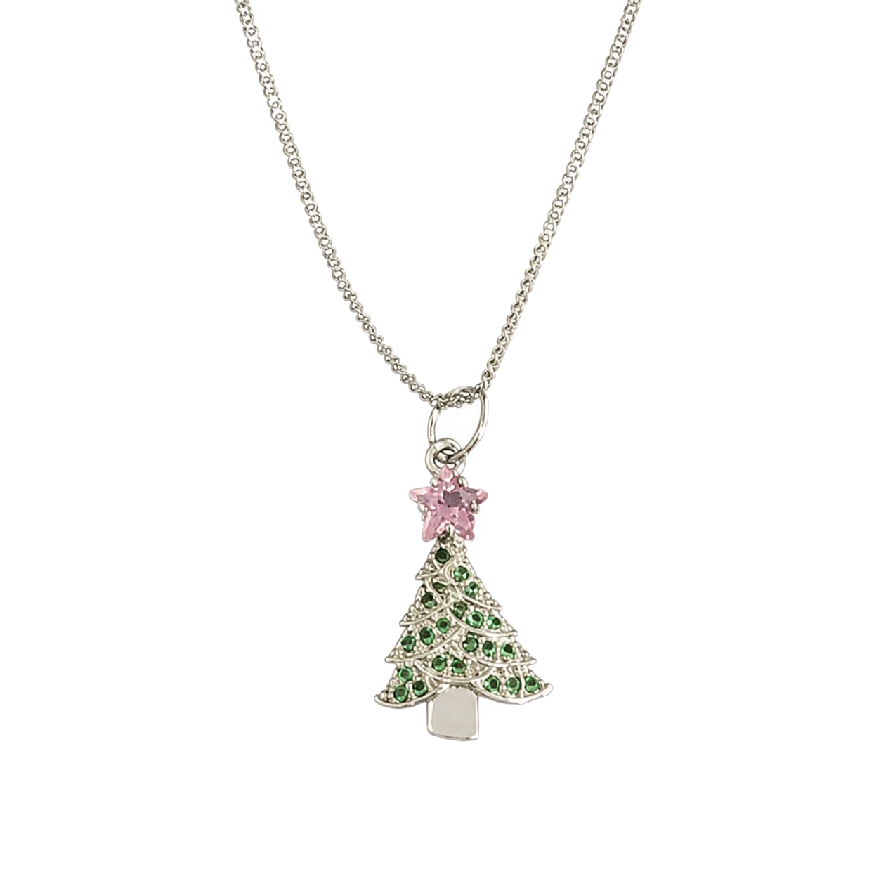 Warm Fortune Christmas Tree Pendant Necklace for Women: 18K Gold Plated, Adjustable Chain (18"+2") with Sparkling CZ | Adorably Cute, a Romantic Accent for Her