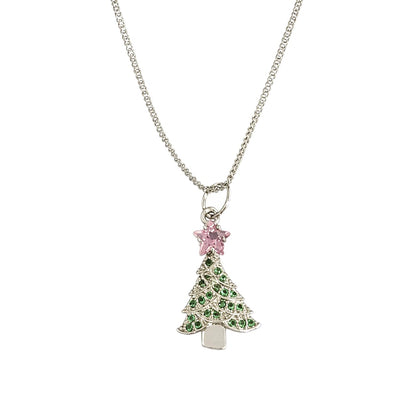 Warm Fortune Christmas Tree Pendant Necklace for Women: 18K Gold Plated, Adjustable Chain (18"+2") with Sparkling CZ | Adorably Cute, a Romantic Accent for Her