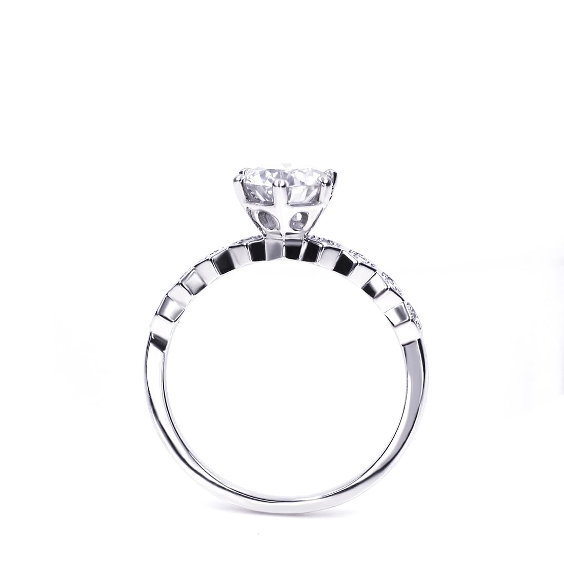 Warm Fortune Moissanite Engagement Ring for Women, Petite Twisted Vine Elegance, 0.5/1.0ct DE VVS, 18K White Gold Plated Anniversary & Promise Ring, Gift for Her, Size 6.5