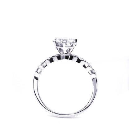 Warm Fortune Moissanite Engagement Ring for Women, Petite Twisted Vine Elegance, 0.5/1.0ct DE VVS, 18K White Gold Plated Anniversary & Promise Ring, Gift for Her, Size 6.5