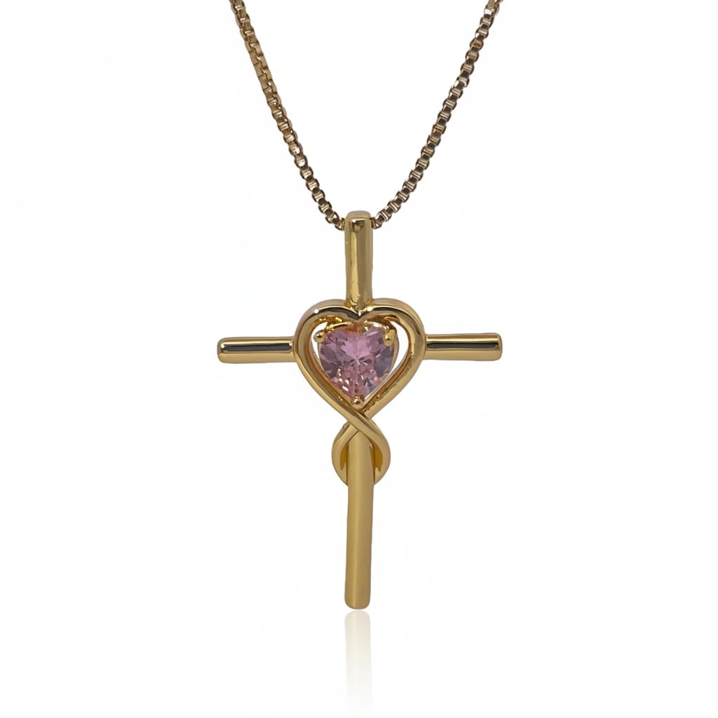 Warm Fortune Cubic Zirconia Pendant Necklace for Women,18K Gold Plated,18 inch + 2inch Chain