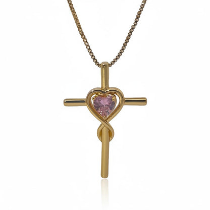 Warm Fortune Cubic Zirconia Pendant Necklace for Women,18K Gold Plated,18 inch + 2inch Chain